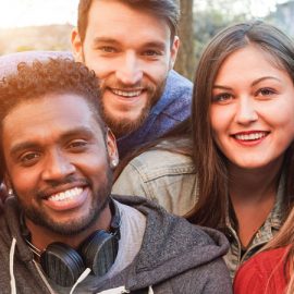 diverse group of happy millennials
